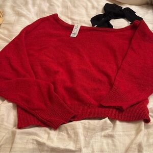 New York & Company Red Off-the-Shoulder Sweater